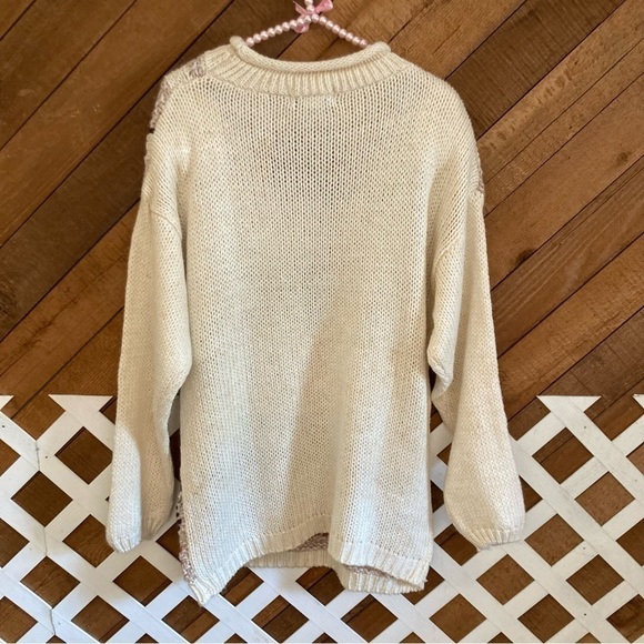 Vintage chunky 3D look Fall floral sweater size L - Picture 2 of 16